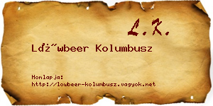 Löwbeer Kolumbusz névjegykártya